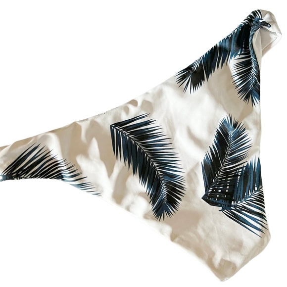 White Navy Monokini Tropical Beachwear Printed Swim Bottom Small - Picture 5 of 6
